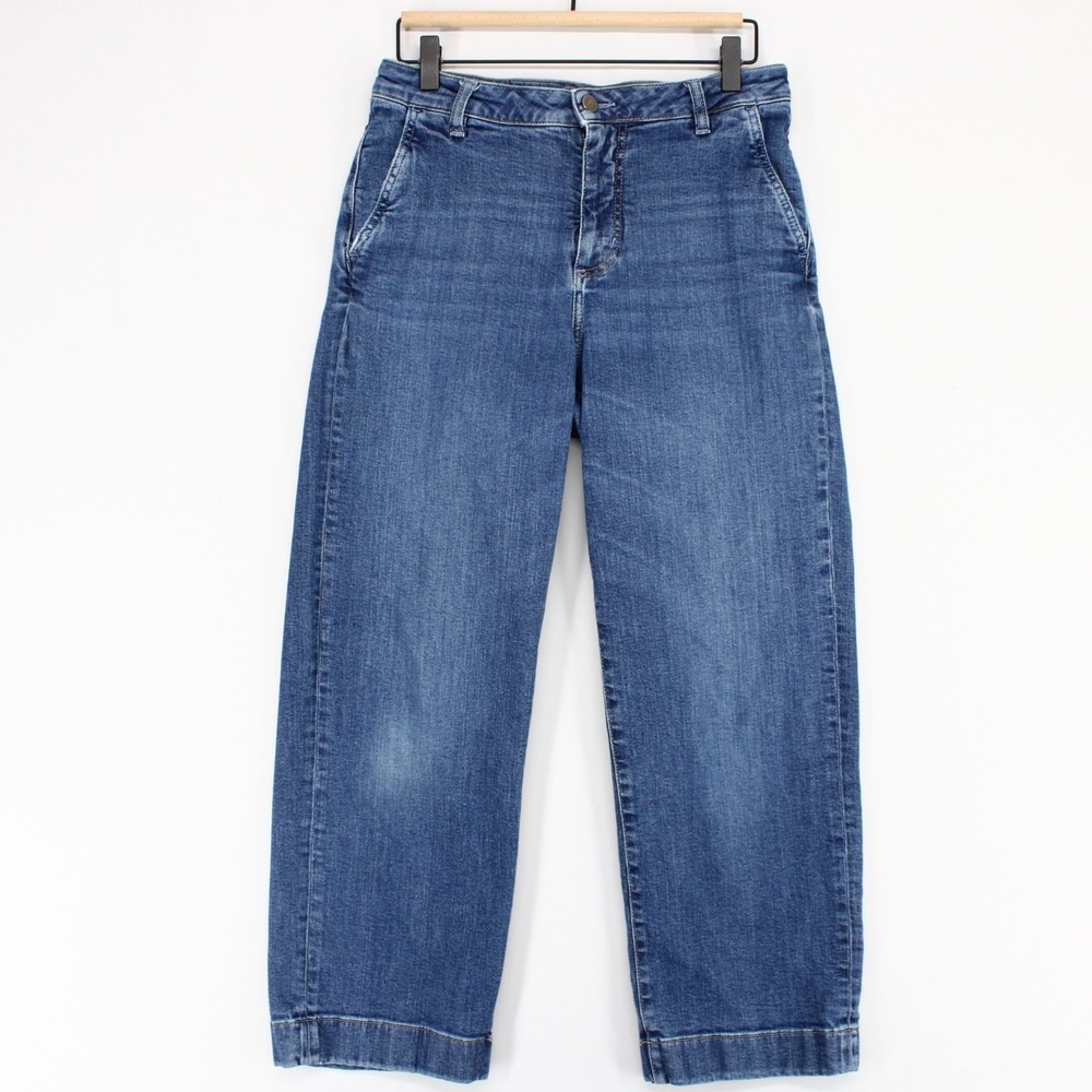 Someday Chenila Jeans Womens 40 EU  Blue Wide Leg Cropped True Blue High Rise